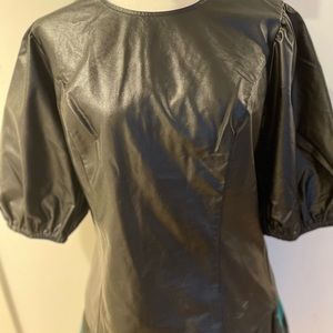 Express Black Vegan Faux Leather Top